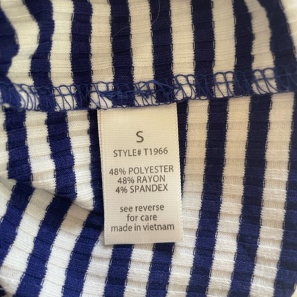 Active USA | Blue & White Striped Bodycon Tie-Front Top – Size S - Picture 7 of 7